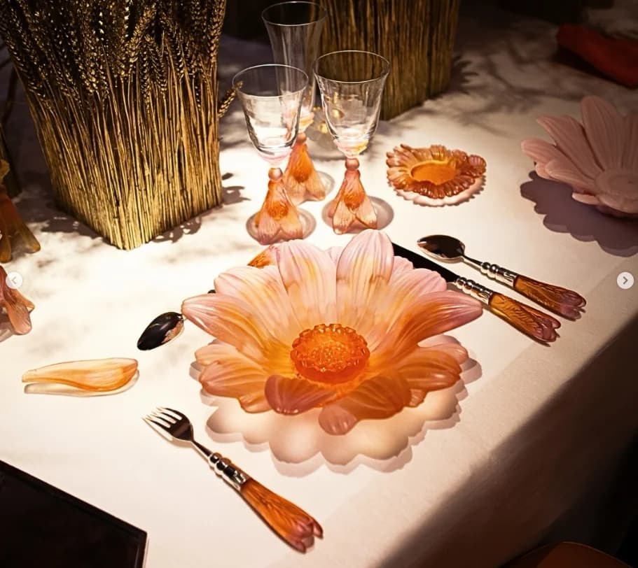 Daum Or d'Abeille Tableware Collection, available exclusively at Glancy Fawcett