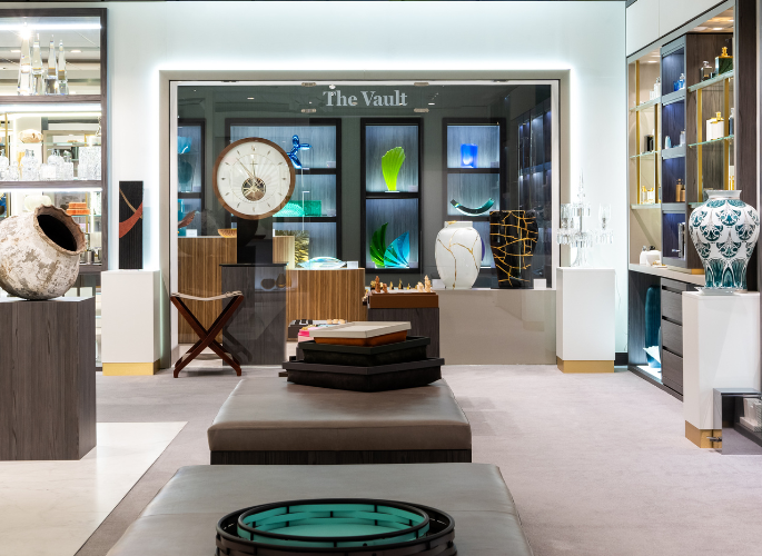 the vault - an exclusive area full of luxury sculptures and art pieces for luxury superyachts residences and private jets