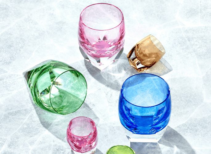 Luxury tableware for your tablescape - coloured crystal glassware in multiple bright colours